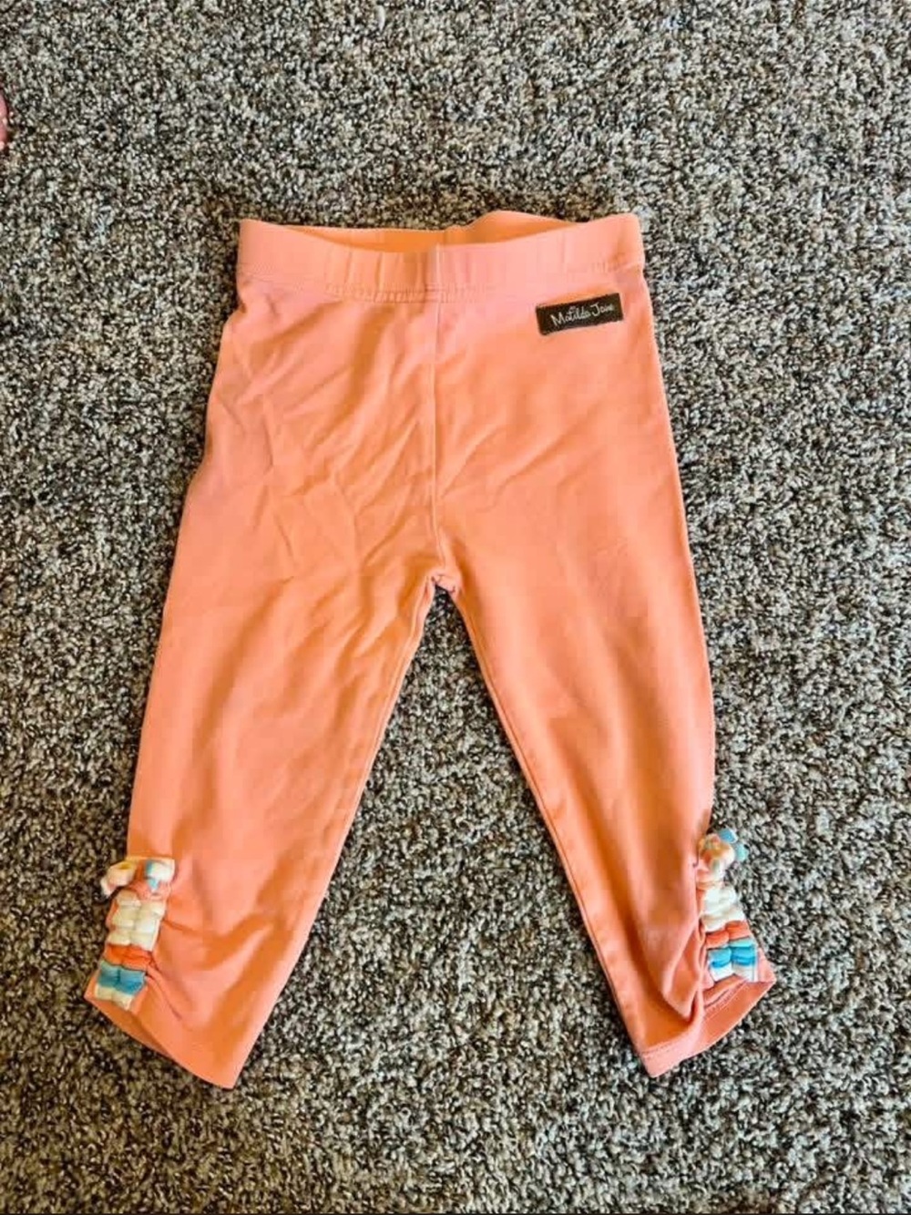 Matilda Jane Coral Peach Girls' Ruffle Hem Leggings